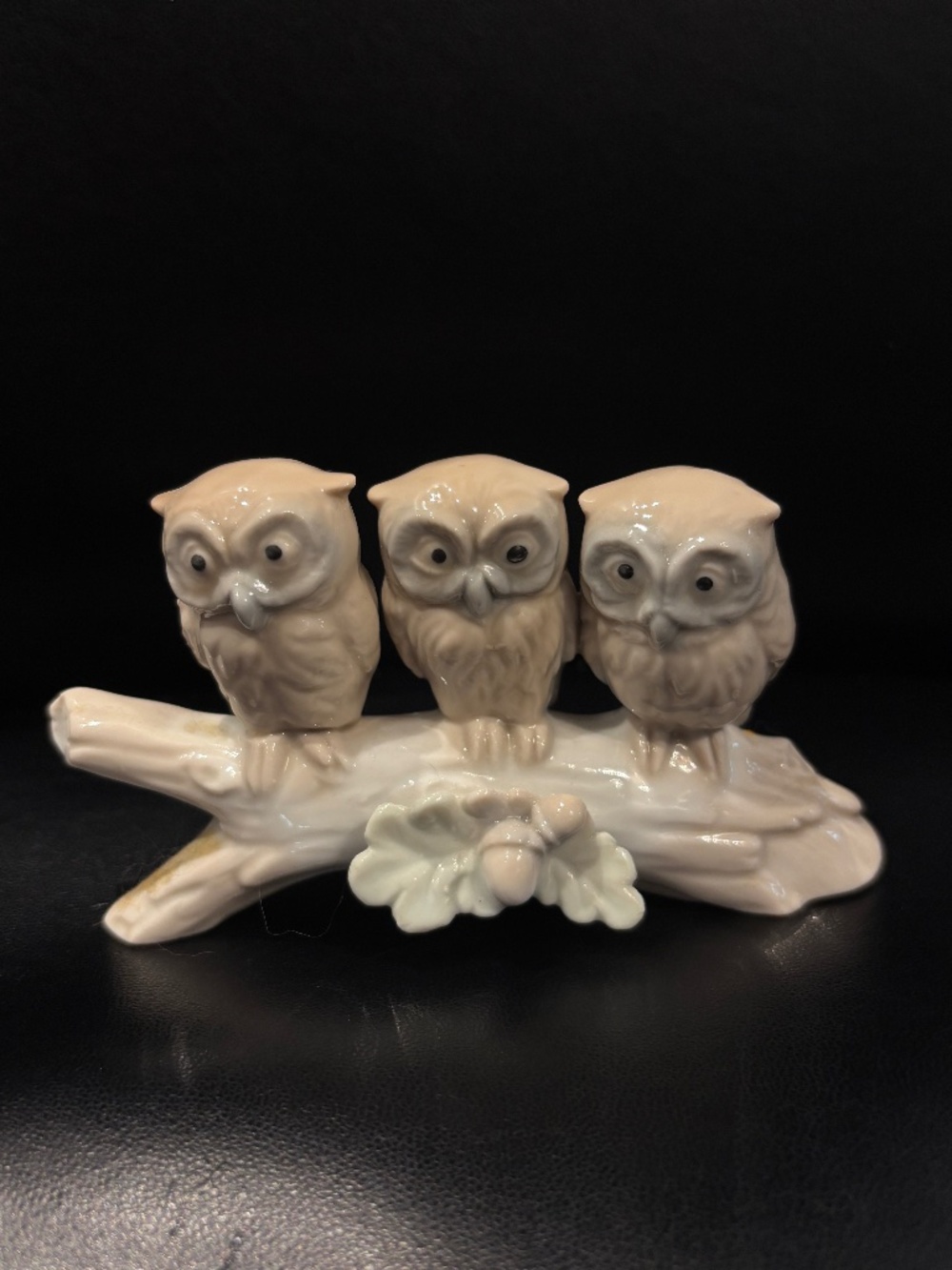 Vintage Otagiri Japan Porcelain Owl Figurine - Trio on Branch